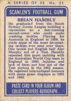 1964 Scanlens NRL #22 Brian Hambly Back